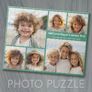 Puzzle 6 Collage de fotos con texto -- Moderno, Verde min