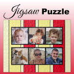 Puzzle 6 collage de fotos rayas amarillas rojas<br><div class="desc">¡Junte recuerdos con nuestro rompecabezas de 6 fotos de personalizado! Perfecto para noches de juegos familiares o regalos sinceros, este rompecabezas te permite mostrar seis de tus fotos favoritas de una manera divertida e interactiva. Fabricado con materiales de alta calidad, el acabado brillante y brillante le da vida a sus...</div>