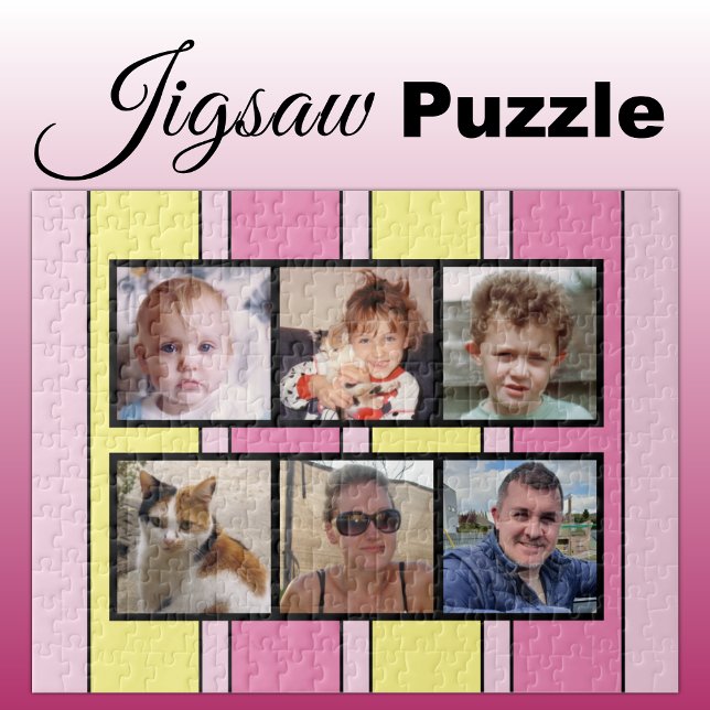 Puzzle 6 collage de fotos rayas amarillas rosadas (Subido por el creador)