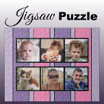 Puzzle 6 collage de fotos rayas púrpura rosadas<br><div class="desc">¡Junte recuerdos con nuestro rompecabezas de 6 fotos de personalizado! Perfecto para noches de juegos familiares o regalos sinceros, este rompecabezas te permite mostrar seis de tus fotos favoritas de una manera divertida e interactiva. Fabricado con materiales de alta calidad, el acabado brillante y brillante le da vida a sus...</div>