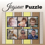 Puzzle 6 rayas amarillas marrones de collage<br><div class="desc">¡Junte recuerdos con nuestro rompecabezas de 6 fotos de personalizado! Perfecto para noches de juegos familiares o regalos sinceros, este rompecabezas te permite mostrar seis de tus fotos favoritas de una manera divertida e interactiva. Fabricado con materiales de alta calidad, el acabado brillante y brillante le da vida a sus...</div>