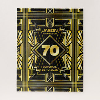 Puzzle 70.º cumpleaños Art Deco Oro Gran Gatsby Negro