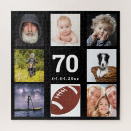 Puzzle 70 cumpleaños 70 tipo de collage de fotos negro