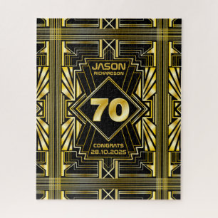 Puzzle 70 cumpleaños Art Deco Oro Gran Gatsby Negro
