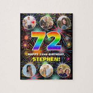 Puzzle 72° cumpleaños: Arcoiris divertido #, nombre perso