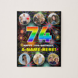 Puzzle 74º cumpleaños: Arcoiris divertido #, nombre perso