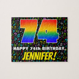 Puzzle 74º cumpleaños — Símbolos de música divertida y co