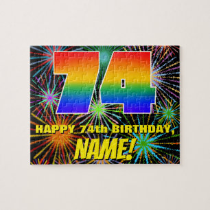 Puzzle 74 Aniversario: Fuegos artificiales divertidos y c