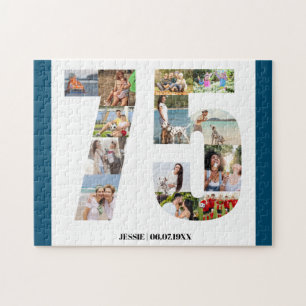Puzzle 75.º Collage de fotos de cumpleaños 75 Personaliza