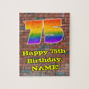 Puzzle 75th Birthday: Fun Graffiti-Inspired Rainbow 75