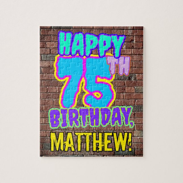 Puzzle 75th Birthday ~ Fun, Urban Graffiti Inspired Look (Vertical)