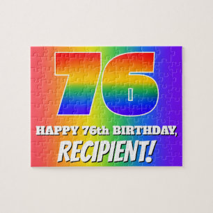 Puzzle 76º cumpleaños — Patrón arcoiris multicolor "76"