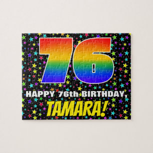 Puzzle 76º cumpleaños — Patrón de estadio divertido y col