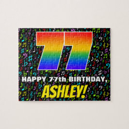 Puzzle 77º cumpleaños — Símbolos de música divertida y co