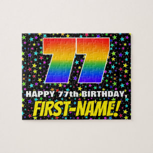 Puzzle 77.º cumpleaños — Patrón de estadio divertido y co