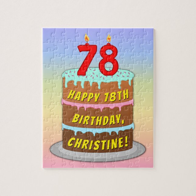 Puzzle 78 Aniversario: Torta y velas divertidas + nombre  (Vertical)