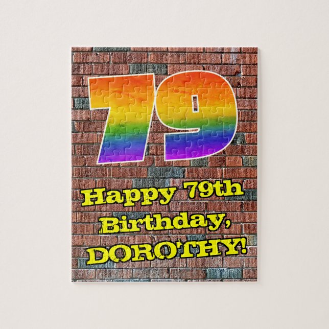 Puzzle 79 cumpleaños: Divertido Arcoiris Inspirado en Gra (Vertical)