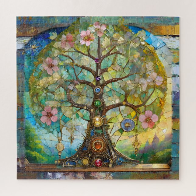 Puzzle 7 Chakra Blossoming Tree Of Life (Vertical)