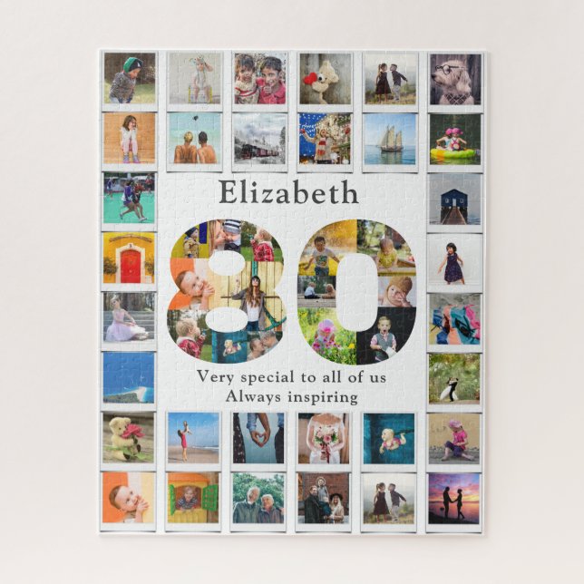 Puzzle 80.ª plantilla fotográfica de cumpleaños (Vertical)