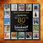 Puzzle 80.º Collage de fotos de oro negro<br><div class="desc">Un elegante y personalizado rompecabezas vintage de 80 años que es fácil de personalizar pero difícil de completar para esa fiesta especial de cumpleaños. Crea tu propio rompecabezas fotográfico único para un regalo especial de cumpleaños número 80. Con 16 fotos personalizados, el rompecabezas de fotos puede ser además personalizado con...</div>