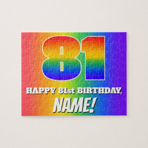 Puzzle 81º cumpleaños — Patrón de arcoiris multicolor "81