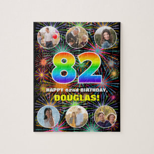 Puzzle 82º cumpleaños: Arcoiris divertido #, nombre perso
