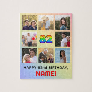 Puzzle 82° cumpleaños: Arcoiris divertido #, nombre perso