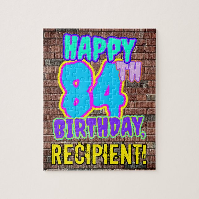 Puzzle 84th Birthday ~ Fun, Urban Graffiti Inspired Look (Vertical)