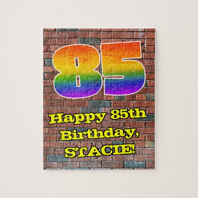 Puzzle 85º cumpleaños: Arcoiris 85 inspirado en graffitis (Vertical)