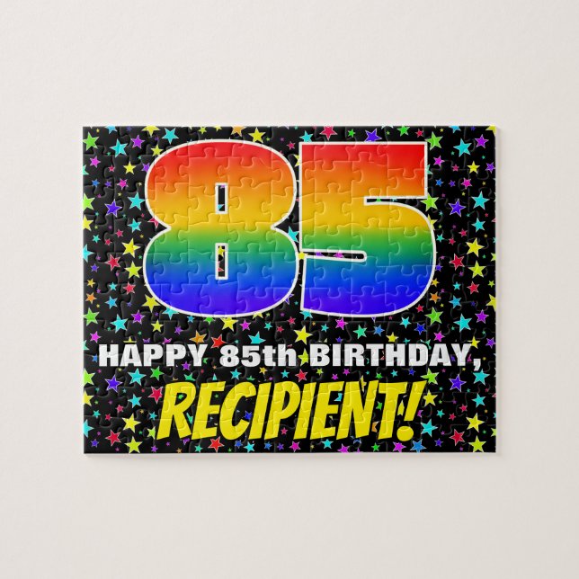 Puzzle 85º cumpleaños — Patrón de estadio divertido y col (Horizontal)