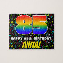 85º cumpleaños — Símbolos de música divertida y co