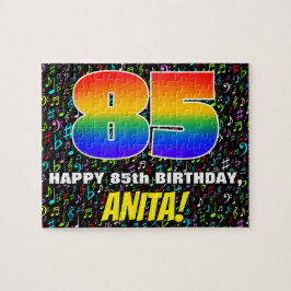 Puzzle 85º cumpleaños — Símbolos de música divertida y co