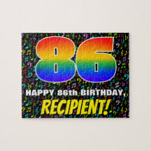 86º cumpleaños — Símbolos divertidos, coloridos de