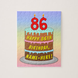 Puzzle 86º cumpleaños: Torta divertida y velas + nombre p