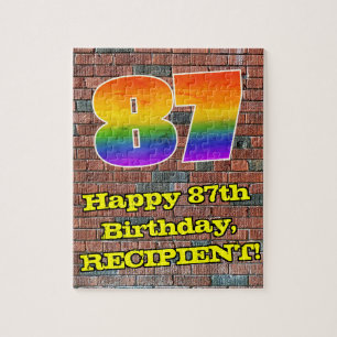 Puzzle 87th Birthday: Fun Graffiti-Inspired Rainbow 87