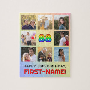 Puzzle 88º cumpleaños: Arcoiris divertido #, nombre perso