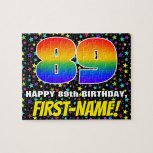 Puzzle 89º cumpleaños — Patrón de estadio divertido y col