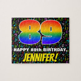 Puzzle 89º cumpleaños — Símbolos de música divertida y co