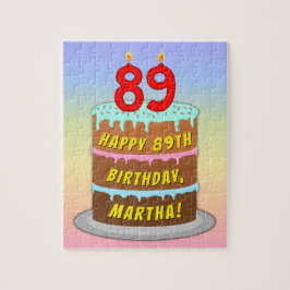 Puzzle 89º cumpleaños: Torta divertida y velas + nombre p