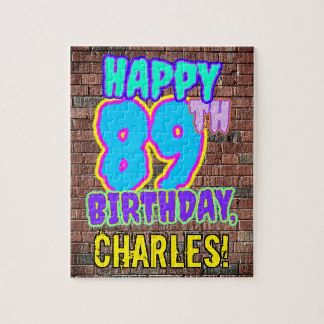 Puzzle 89th Birthday ~ Fun, Urban Graffiti Inspired Look (Vertical)