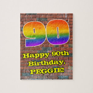 Puzzle 90° cumpleaños: Arcoiris 90 inspirado en graffitis