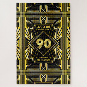 Puzzle 90 cumpleaños Art Deco Oro Gran Gatsby Negro