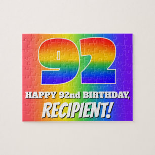 Puzzle 92º cumpleaños — Patrón de arcoiris multicolor "92