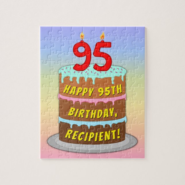 Puzzle 95º cumpleaños: pastel de diversión y velas + nomb (Vertical)