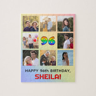 Puzzle 96º cumpleaños: Arcoiris divertido #, nombre perso