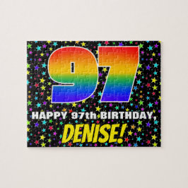 Puzzle 97.º cumpleaños — Patrón de estadio divertido y co