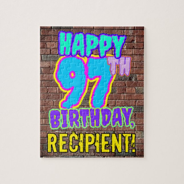 Puzzle 97th Birthday ~ Fun, Urban Graffiti Inspired Look (Vertical)