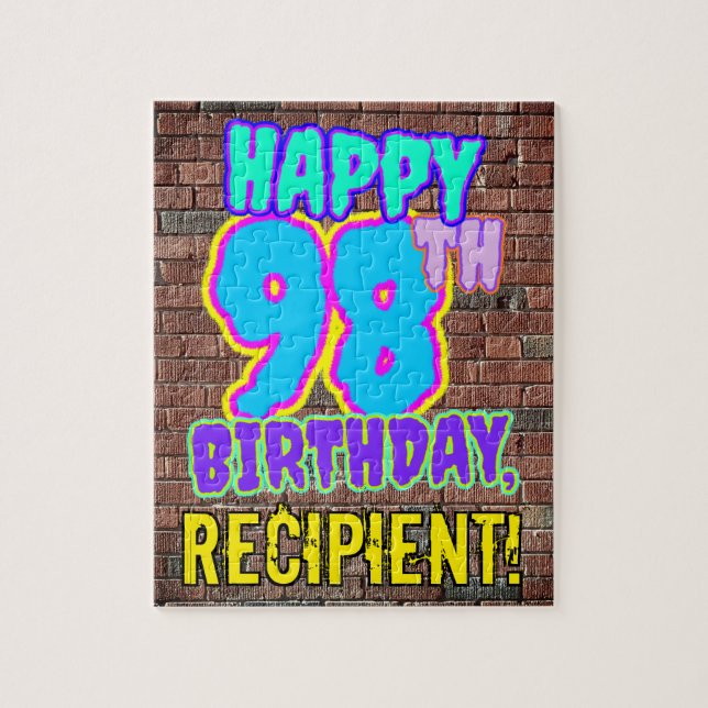 Puzzle 98th Birthday ~ Fun, Urban Graffiti Inspired Look (Vertical)