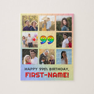 Puzzle 99º cumpleaños: Divertido arcoiris #, nombre perso
