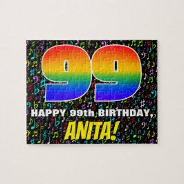 Puzzle 99º cumpleaños — Símbolos de música divertida y co